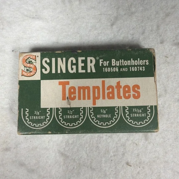 Vintage Singer Buttonholer Templates Set Part 160668 Complete w Box - Picture 1 of 8